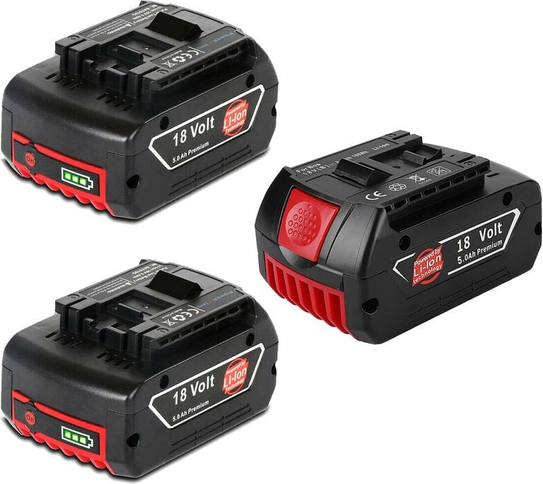 3X 18V 5,0Ah Akku für Bosch Professional gba 18 Volt, 5.0 Ah Ersatzakku kompatibel mit Bosch gal gsr gsb gbh gws, für Bo...