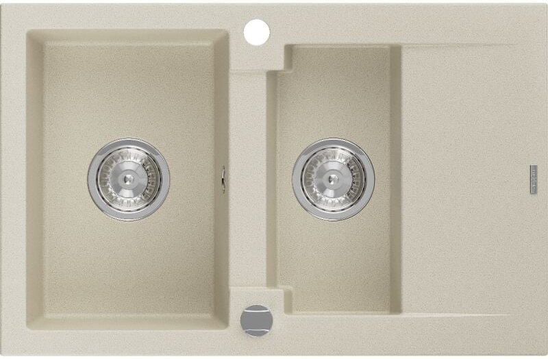 Gaspar 1,5-Becken-Granitspüle mit kurzer Abtropffläche 737 x 475 mm, Beige - 6507731505-69 - Mexen