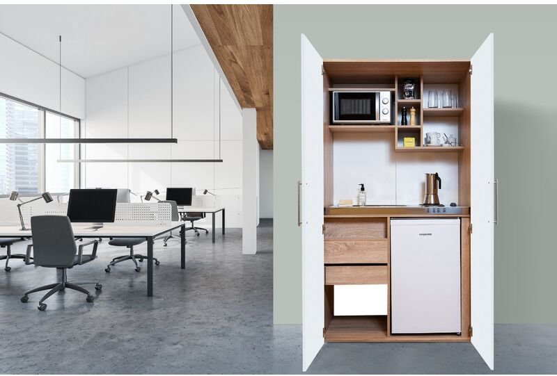 Thumbnail - Küche Büroküche Miniküche Singleküche Eiche Weiß Peter 104 cm Respekta