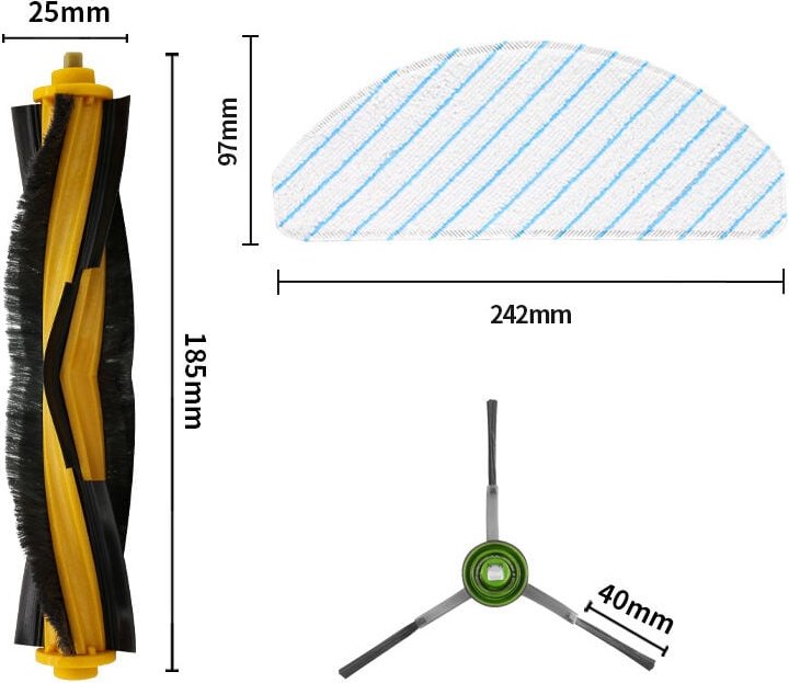 T8 N8 Roboterstaubsauger Zubehör, 2 Hauptbürsten, 8 Filter, 12 Seitenbürsten für 950 920 T8, T8+, T8 Aivi, T9, T9+ und N...