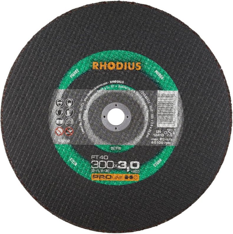 Rhodius leistungsstarke Trennscheibe FT40 für Einsatz auf Benzin- und elektrischen Trennmaschinen, 300 x 3,0 x 20,00 mm ...