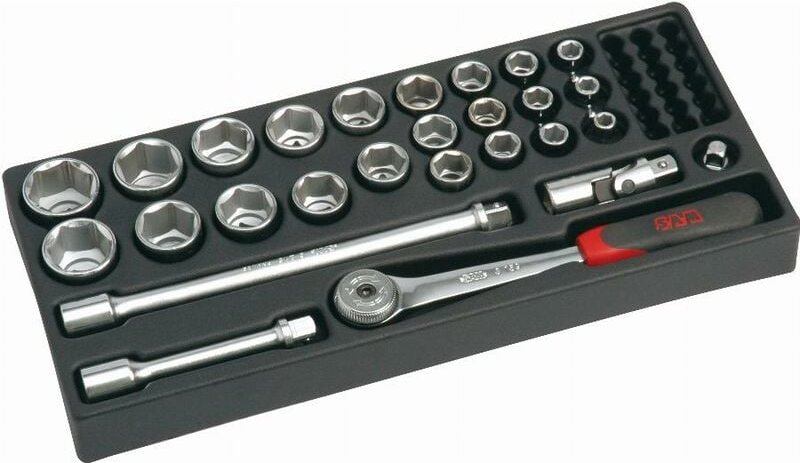 Modul von 27 Steckschlüsseleinsätzen und Zubehör 1/2 Sam Outillage 75-SH1M