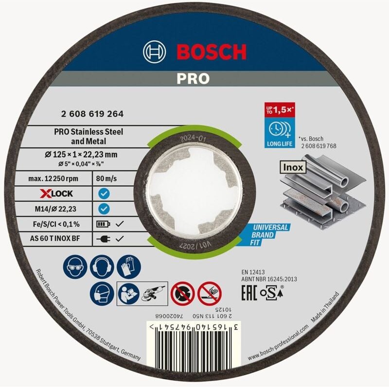Bosch - pro Stainless Steel and Metal X-Lock Trennscheibe 125 x 1 x 22,23 mm - 2608619264