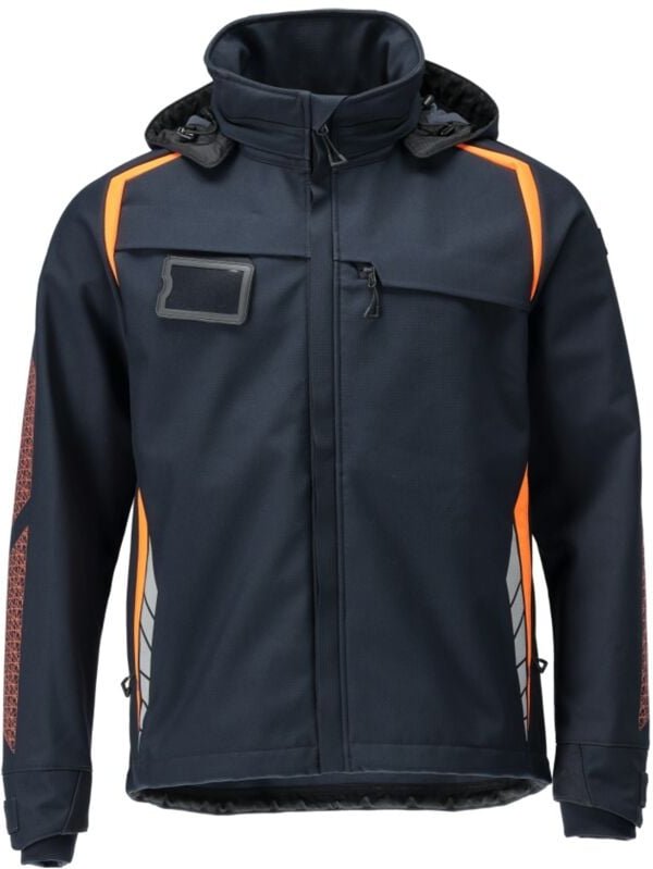 Softshelljacke with hood accelerate safe 23002-246 Gr. 4XL dark navy/hi-vis orange - Mascot