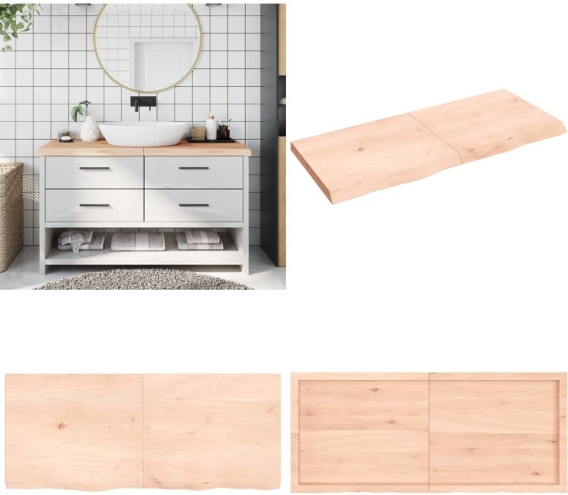 Thumbnail - Waschtischplatte 140x60x(2-6) cm Massivholz Unbehandelt - Massiver Eichentisch - Eiche Arbeitsfläche - Badrenovierung - ...