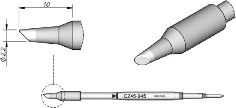 JBC - Tools C245945 Lötspitze Rundform, abgeschrägt Spitzen-Größe 2.2 mm Inhalt 1 St.