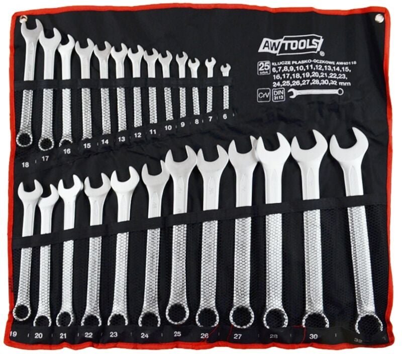 Awtools klucze płasko-oczkowe komplet 25elem. /6mm-32mm/