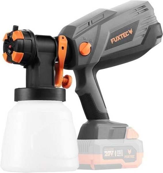 Fuxtec - Akku Farbsprühsystem 20V FX-E1CSP20 – 1l Lackierpistole – Farbsprüher mit 3 Sprühmustern und verschiedenen Düse...