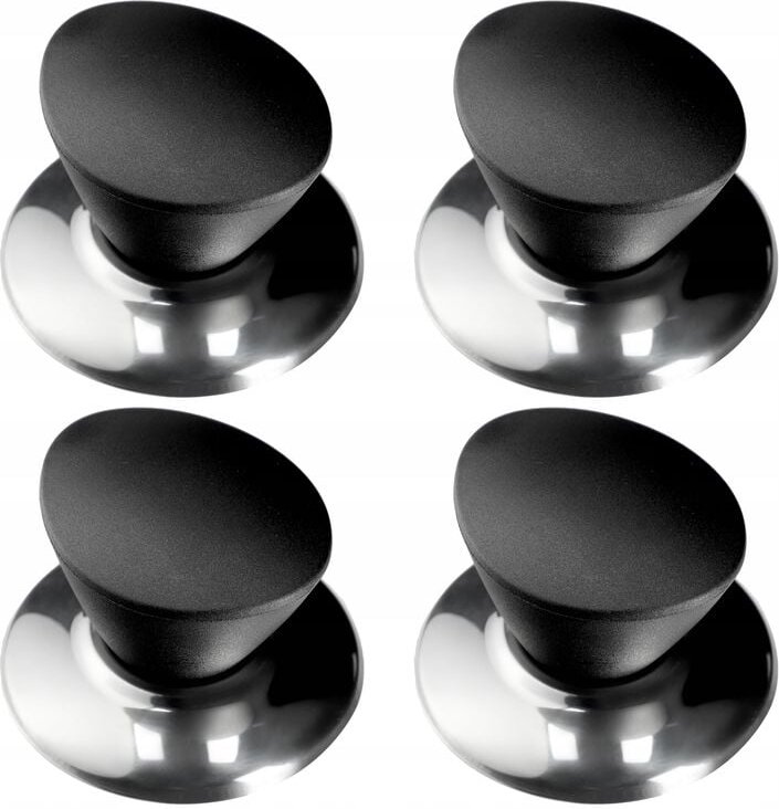 Kadax - Topfdeckelgriff, aus Kunststoff und Edelstahl, 4 Stück, Schwarz matt