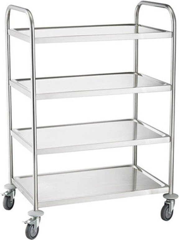 Edelstahl-Servierwagen mit 4 Platten - max. Belastung 200 kg - 1920057814