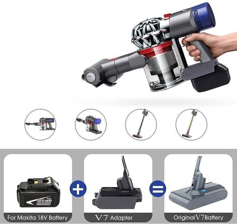 Makita Lxt 18 V Lithium-Batterie-Adapter-Konverter für Staubsauger der Dyson V7-Serie, von DEBUNS