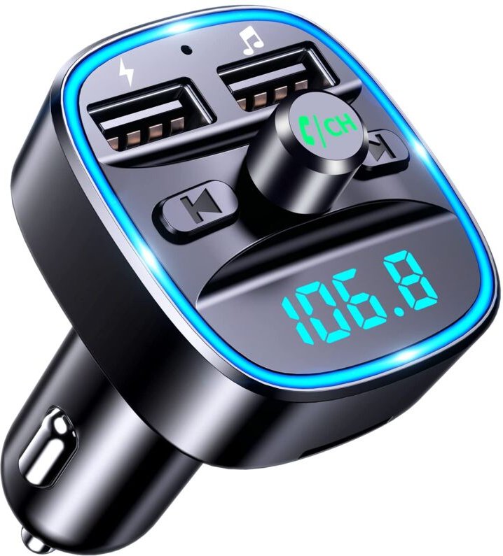 Auto-Bluetooth, FM-Transmitter, Bluetooth 5.0-Radio-Adapter, kabelloser MP3-Musik-Player, Freisprechen, zwei USB-Anschlü...