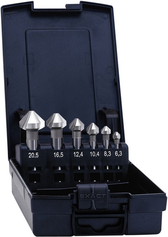 Thumbnail - 1605527 Kegelsenker-Set 6.3 mm, 8.3 mm, 10.4 mm, 12.4 mm, 16.5 mm, 20.5 mm hss TiAIN Zylinde - Exact