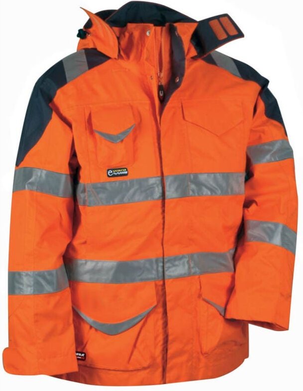Thumbnail - 4 in 1 Winter-Warnschutzjacke wind- und wasserdicht bis -49 °C orange 56