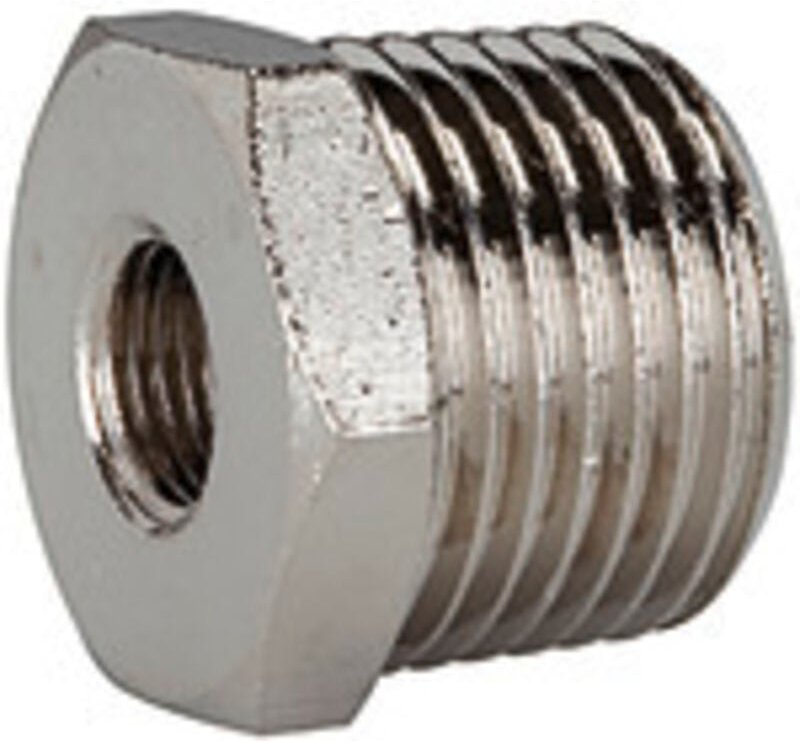 Reduziernippel, r 3/8 a., g 1/4 i., sw 17, Messing vernickelt - Riegler