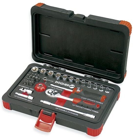 SAE 1/4 Innensechskant-Steckschlüsselgehäuse 33-teilig DOGHER 500-005