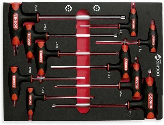Kombitasche 10 Sicherheits-T Torx-Schlüssel Dogher 620-080