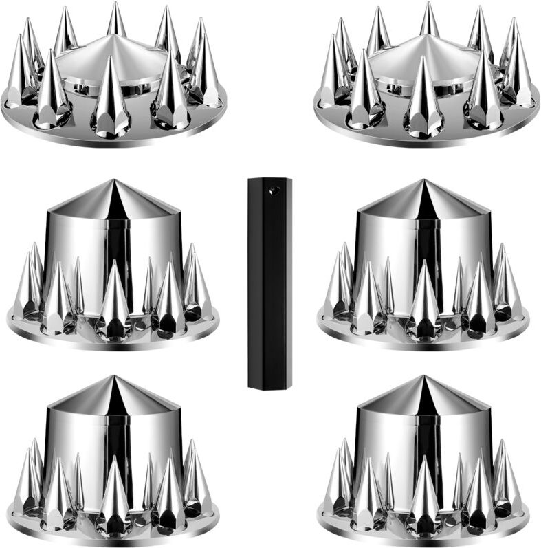 Radkappen für Hinterachs Achsabdeckung mit Spikes für Sattelschlepper, rostbeständige abs Radmutternabdeckungen, komplet...