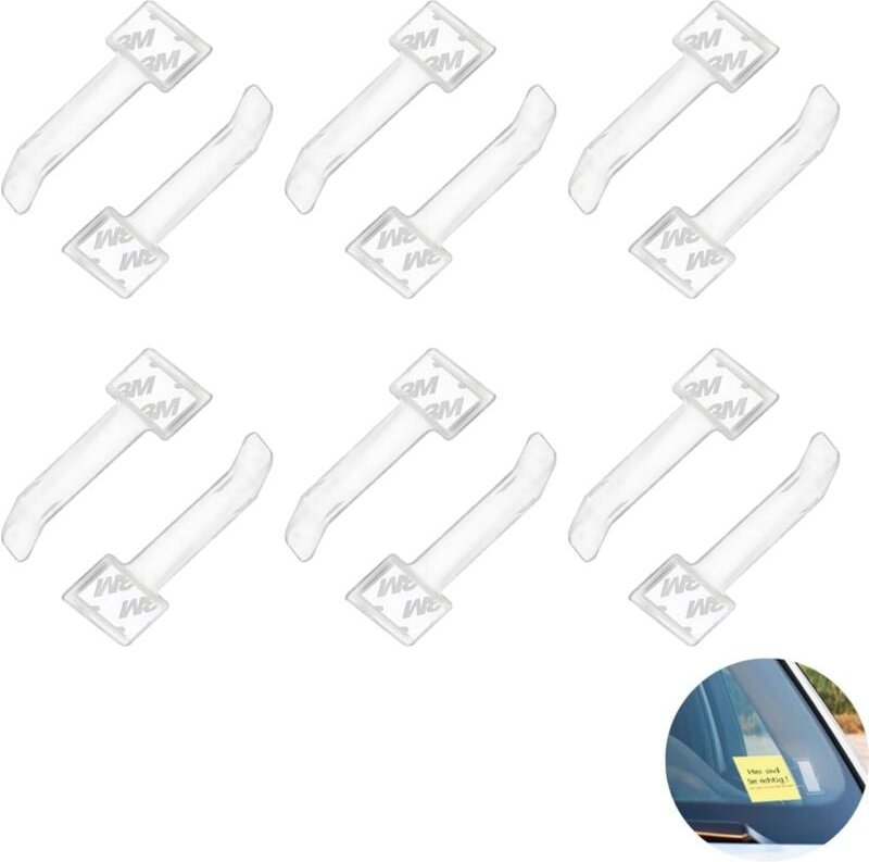 12 Stück Windschutzscheiben-Ticket-Clip – Selbstklebende Halterung für Parkkarte und Parkticket, transparenter Kunststof...