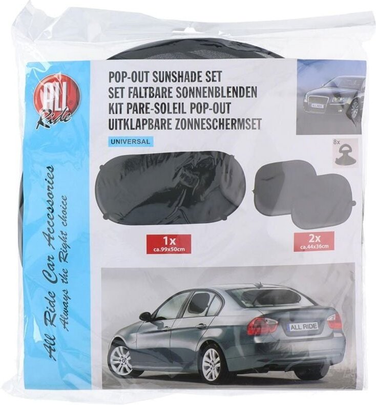 All Ride Pop-Out-Auto-Sonnenschutz-Paket in Schwarz
