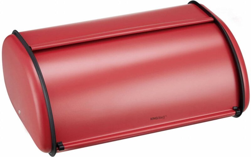 Großer Stahlbrotkasten 44cm mattrot KINGHOFF KH-1865