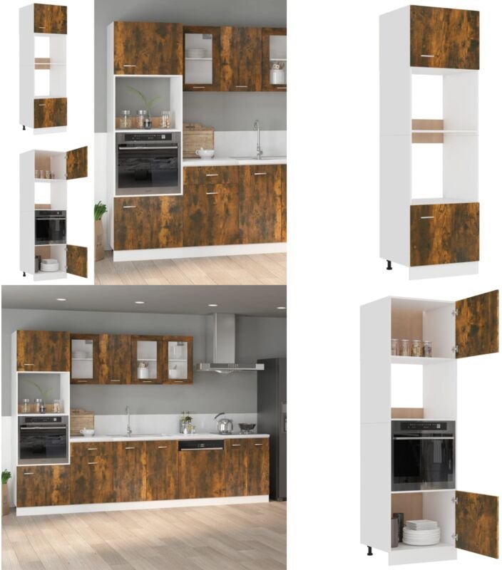 Mikrowellenumbauschrank Räuchereiche 60x57x207 cm Holzwerkstoff - Küchenmöbel - Holzschrank - Hängeschrank - Küche Organ...