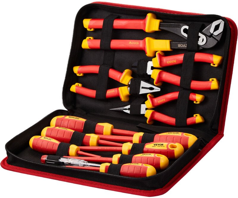 Isolierter Schraubenziehersatz 12-tlg. Profi elektrischer Schraubendrehersatz, isolierter Elektriker-Werkzeugsatz, mit m...