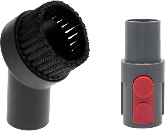 2in1 Set: Universal Möbel-Bürste / Bürsten-Kopf 32mm + Anschluss-Adapter für Dyson V7 V8 V10 V11 V15 SV10 SV11 V12 Detec...