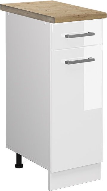 Thumbnail - Vicco - Küchenunterschrank R-Line, Weiß Hochglanz, 30 cm , ap Eiche