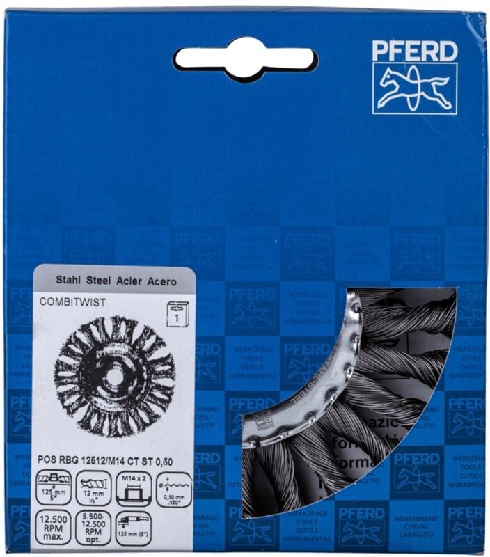 Combitwist Rundbürste gezopft rbg ø 125 x 12 mm M14 Stahl-Draht-Ø 0,50 für Winkelschleifer 43 - Pferd