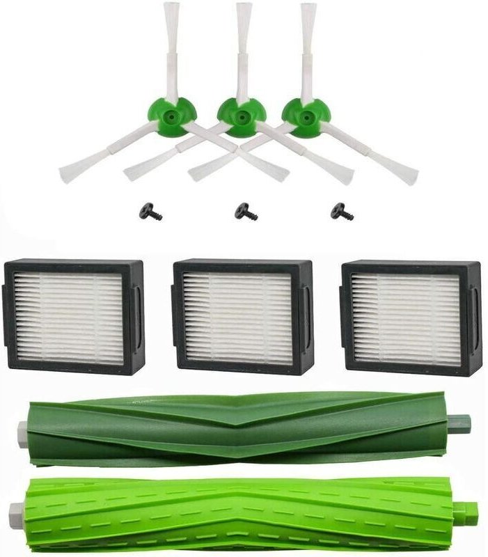 Ersatzteilset kompatibel mit Roomba i7 i7+ E5 E6 E7 – Seitenbürstenpaket, Rollen und Hepa-Filter.