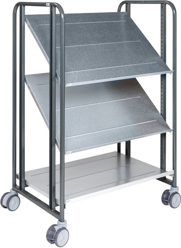 Kongamek Kommissionierwagen Serie 168 in dunkelgrau 877x638x1300mm mit 3 einstellbaren Böden und Bremse