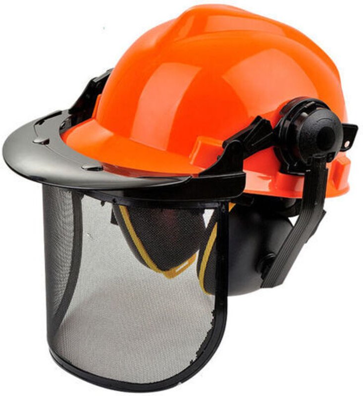 Forstschutzhelm mit Kinnriemen. EN397 Reflektierender, belüfteter, leichter Arbeitshelm für Forstwirtschaft, Bauwesen, E...