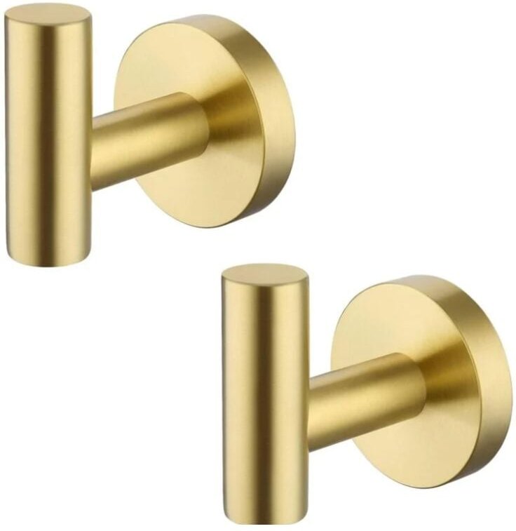 Lot de 2 en acier inoxydable salle de bain crochet mural porte-manteau laiton brossé - Lntyq