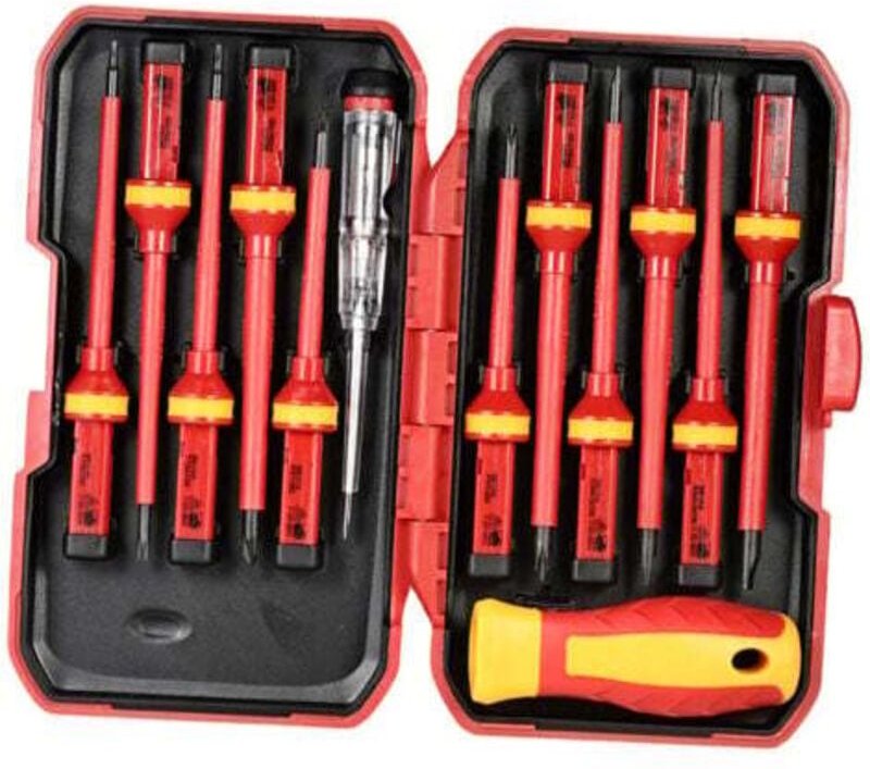 Gabrielle - 13-teiliges, austauschbares VDE-isoliertes 1000-V-Schraubendreher-Set mit magnetischem, Phillips-, Pozi- und