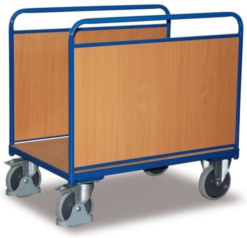 VARIOfit Seitenbügelwagen mit Längswänden aus Holz 1060x640mm