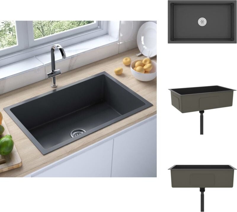 Küchenspülen & Spülbecken - Living Handgemachte Einbauspüle Schwarz Edelstahl - Schwarz