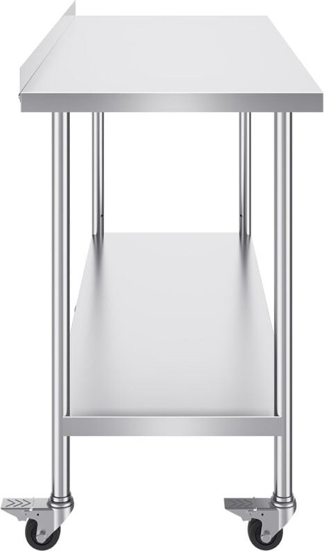 Edelstahl-Arbeitstisch 24 x 60 x 40 Zoll, kommerzieller Arbeitstisch mit Rollen, einstellbarer Höhe, robuster Tisch für ...