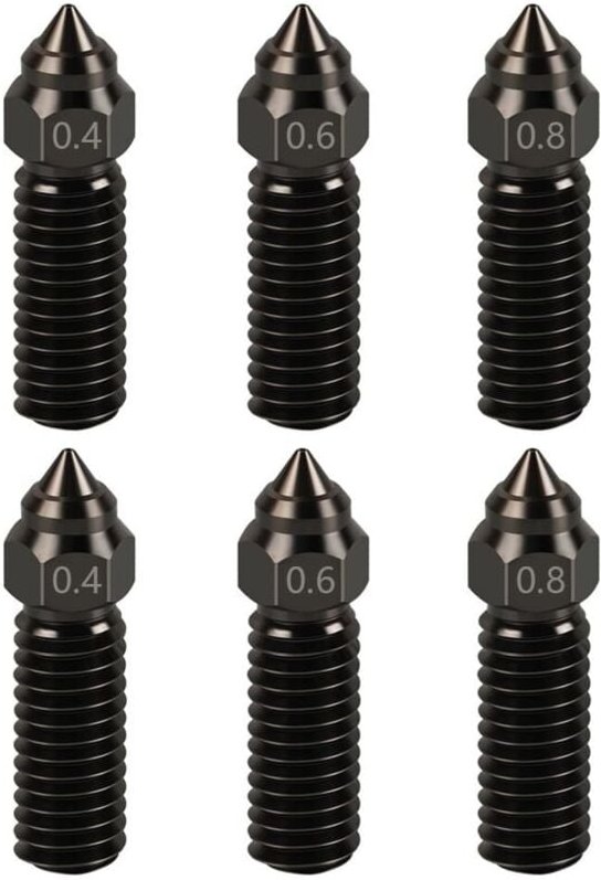 3D-Drucker-Extruder Hot-End-Düsen-Kit – enthält 2 Düsen aus gehärtetem Stahl mit 0,4 mm + 2 mit 0,6 mm + 2 mit 0,8 mm fü...