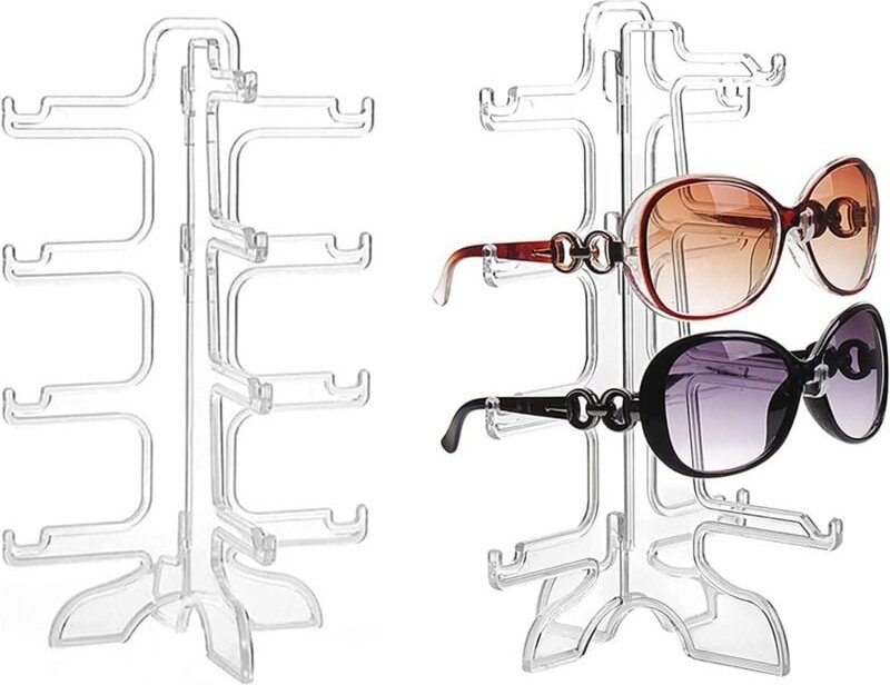 2-teiliger Kunststoff-Brillenrahmen, 4-lagiger Brillenständer, Sonnenbrillenhalter, zur Aufbewahrung aller Arten von Bri...