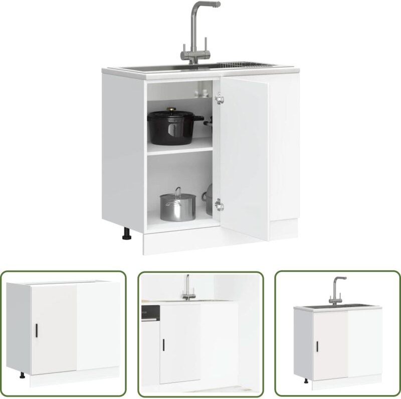 vidaXL Spülenunterschrank Weiß Holzwerkstoff