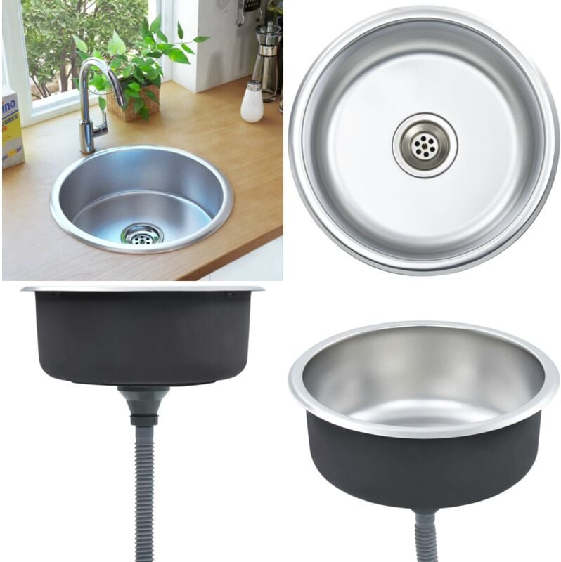 Einbauspüle mit Sieb und Siphon Edelstahl - Küchenspüle - Küchenspülen - Home & Living - Silber