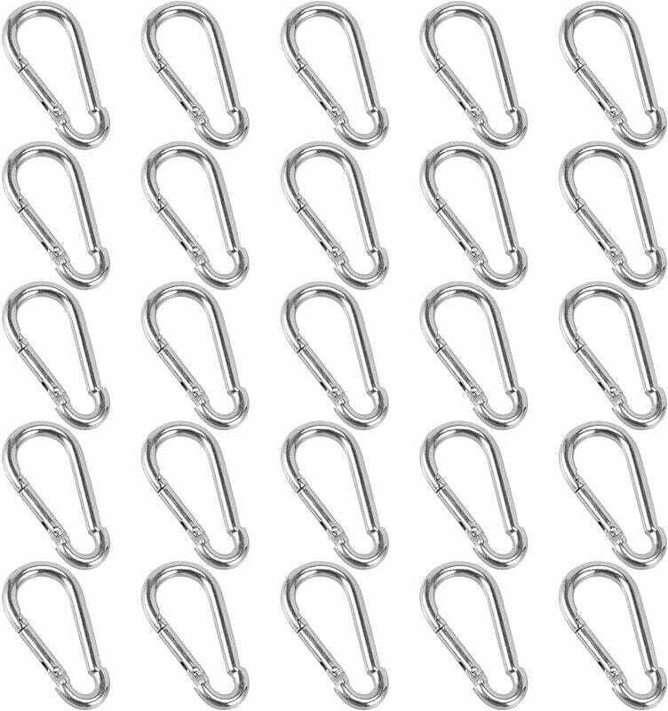 Thumbnail - 25 Stück Karabiner, 40 x 4 mm kleiner Karabiner, Schlüsselanhänger-Karabiner für Rucksäcke, Hundeleinen, Camping, Angeln...