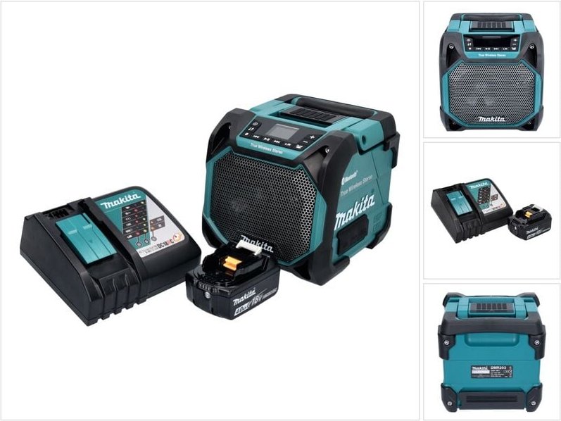 Makita DMR 203 RM1 Bluetooth Lautsprecher 12 V 18 V IP64 + 1x Akku 4,0 Ah + Ladegerät