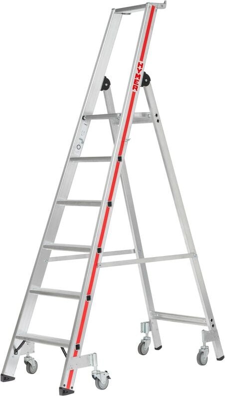 Hymer Stufenstehleiter mit Plattform und Rollen 4 Stufen