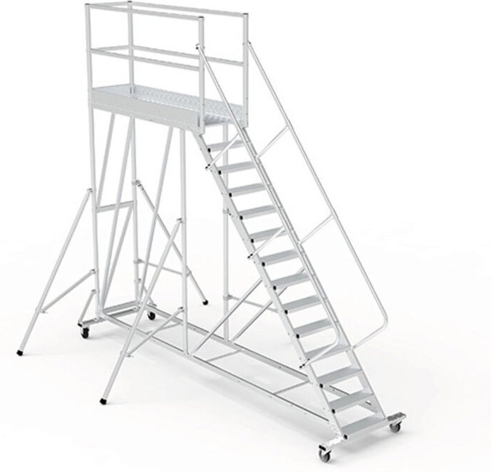 Mobile Plattform mit Geländer total - Maximale Arbeitshöhe 5.00m - PTF215-PT