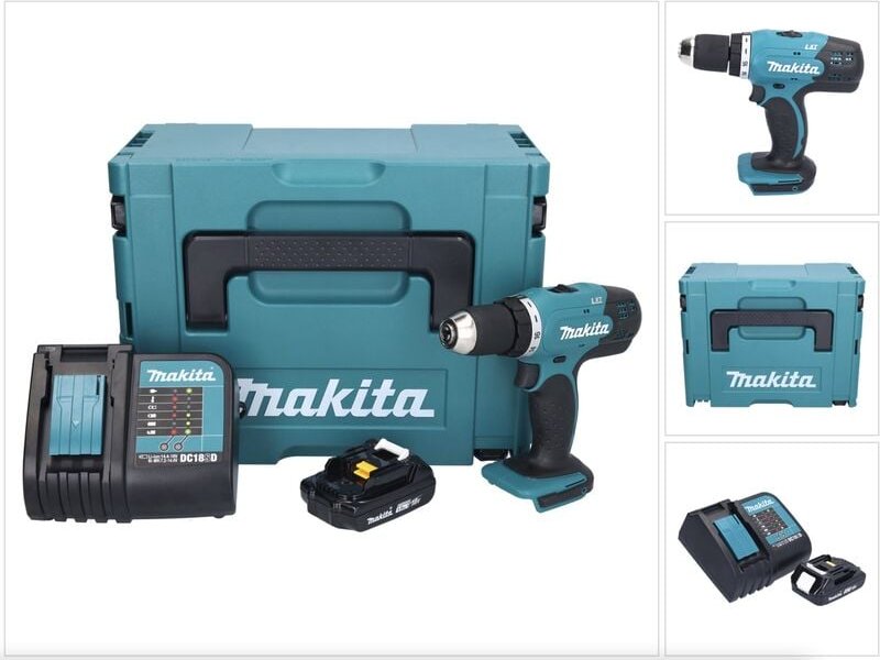 Makita DDF 453 SY1J Akku Bohrschrauber 18 V 42 Nm + 1x Akku 1,5 Ah + Ladegerät + Makpac