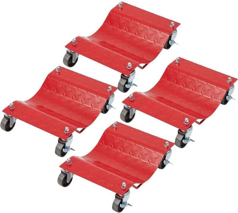 Tragbarer Reifenwagen 4 Stk. 3000 kg Belastbar Elektrofahrzeug-Notfallwagen 4-Rad-Reifenwagen Robuster, Mobiler Trolley,...