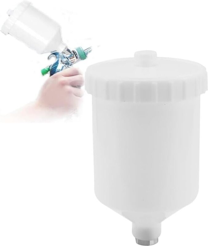 Csparkv - 600 ml Farbbecher, 600 ml Farbgießkanne Luftsprühwerkzeug Kunststofftopf Gewindeanschluss Sprühwerkzeug