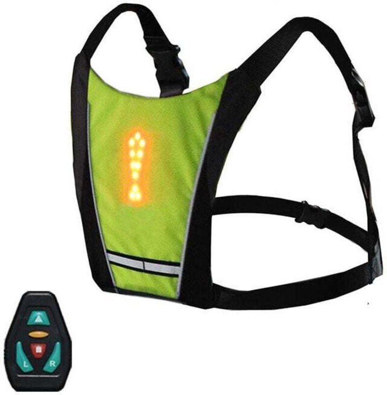 Thumbnail - Wiederaufladbarer reflektierender Fahrradwesten-Rucksack über USB mit LED-Blinkerlicht und Fernbedienung, Sicherheitsaus...